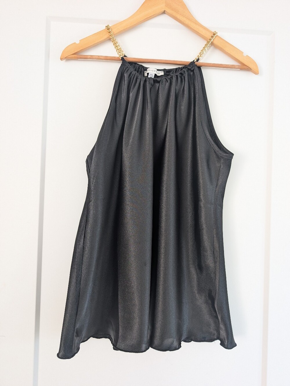 Black Halter Top with Gold Chain Straps